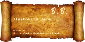 Blaskovits Bene névjegykártya
